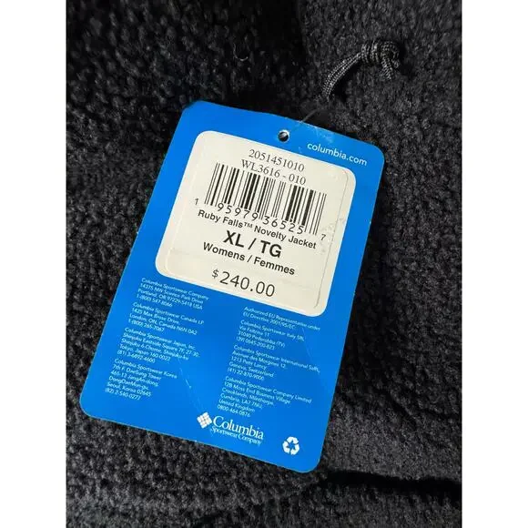 COLUMBIA Women's Ruby Falls™ Novelty Jacket BLACK SHERPA NWT SIZE XL - Picture 9 of 12